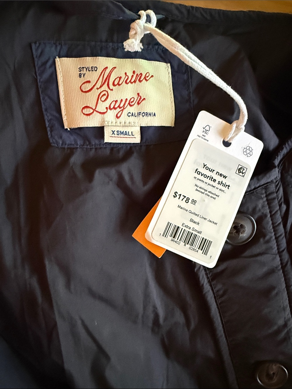 NEW🖤 Marine Layer Marina Quilted Liner Jacket in Black Extra Small $178.00. - Picture 7 of 9